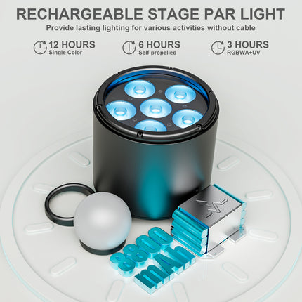 Portable RGBWA UV LED Par Light 6x18W Rechargeable Battery for Events Venues