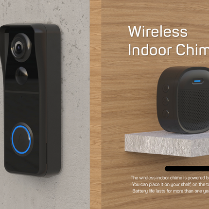 5MP Wireless Video Doorbell Camera with PIR Motion Detection, Two-Way Audio & IP65 Weatherproof Design