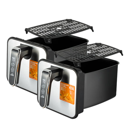 Dual Zone 4L+4L Air Fryer Toaster Oven with Digital Controls, Non-Stick Basket & 2800W Power