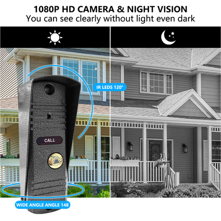 Smart Video Doorbell Intercom System with 10 Inch IPS Display, Tuya App, Night Vision & Weather Display