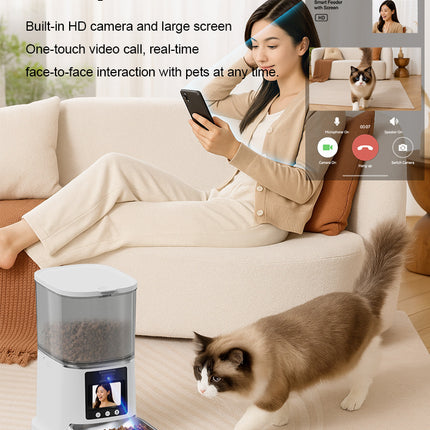 Dual-Camera Smart Automatic Pet Feeder with LCD Display for Dogs & Cats