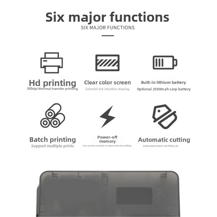 Portable Thermal Transfer Label Printer with 300 DPI Print Resolution and Multi-Material Support