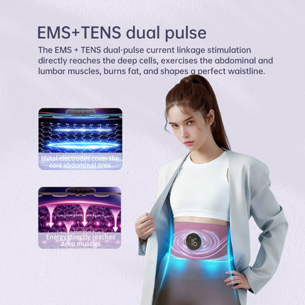 Rechargeable Cordless EMS Waist Massage Belt with Warm Compress and Adjustable Intensity