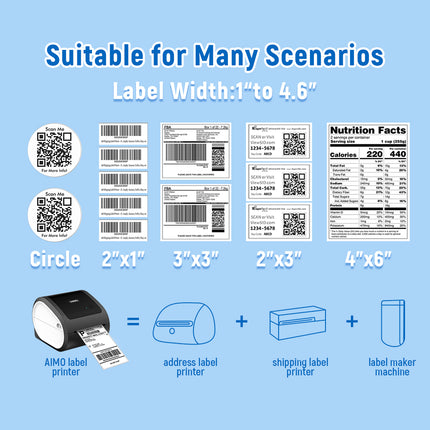 Portable Thermal Shipping Label Printer with Bluetooth, USB & Ethernet, 300 DPI