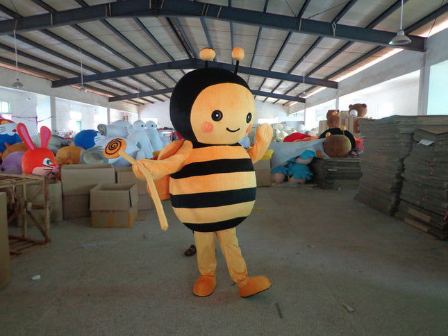 Adult Bee Mascot Costume Full Body Plush Character Suit with Oversized Head for Festivals, Parades & Promotions