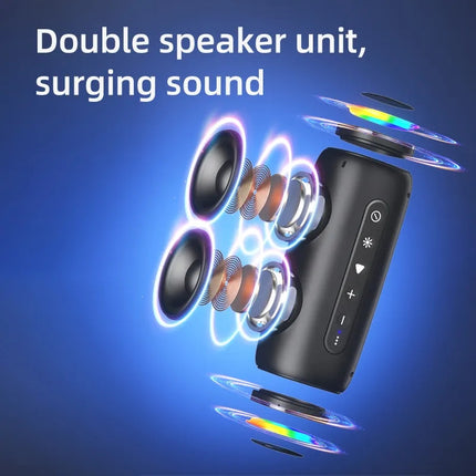Portable Wireless Bluetooth 5.1 Speaker with Powerful Bass, RGB Lights, TWS Pairing & IPX6 Waterproof