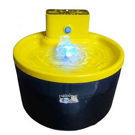 Smart Pet Water Fountain with UVC Sterilization, Motion Sensor & Rechargeable Battery for Cats and Dogs, Bright Yellow