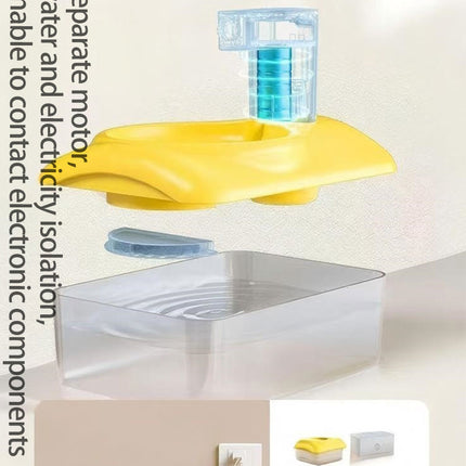 Portable 2.5L Wireless Pet Water Fountain with Rechargeable Battery and Induction Water Dispensing Yellow