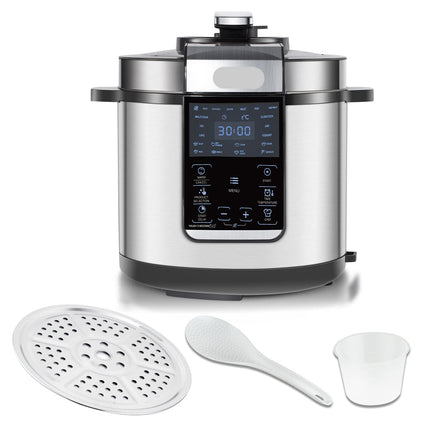 6L Multifunction Electric Pressure Cooker with Digital LED Display and Programmable Timer