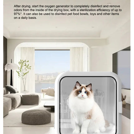Automatic Pet Drying Cabin 62L for Cats & Small Dogs | Low-Noise Smart Dryer with Mobile App