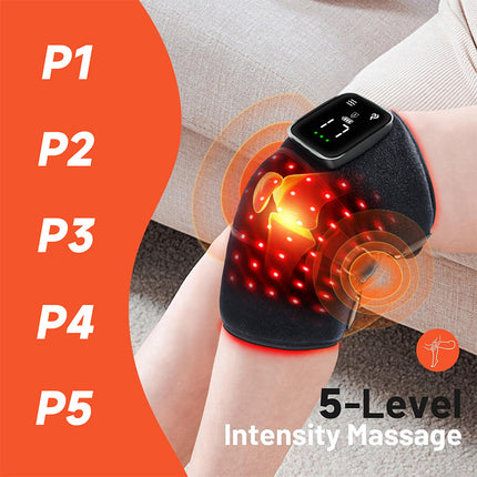 Wireless Heated Knee Support Wrap with Red LED Relaxation & Multi-Vibration Settings