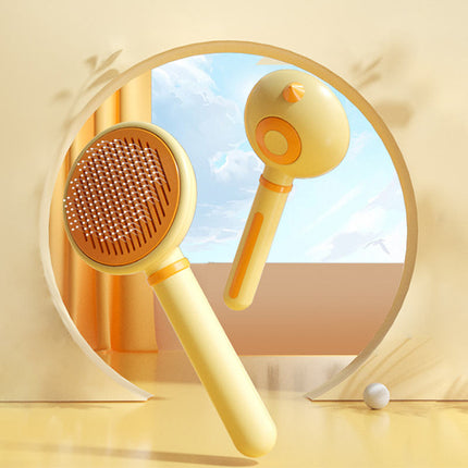 Portable Self-Cleaning Dog & Cat Shedding Brush with Comfort Grip Handle