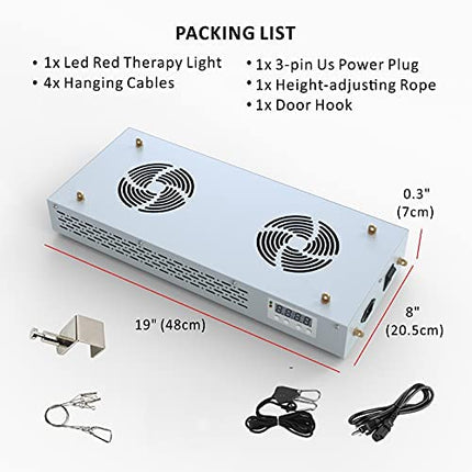 600W LED Red Light Relaxation Panel for Home Use with Hanging Kit and Door Hook White