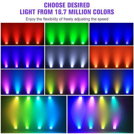 Rechargeable RGBWA UV LED Stage Uplight 54W DMX Control for Weddings Events Parties