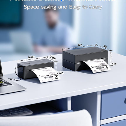 Portable USB & Bluetooth Thermal Label Printer 203 DPI with Adjustable Paper Holder