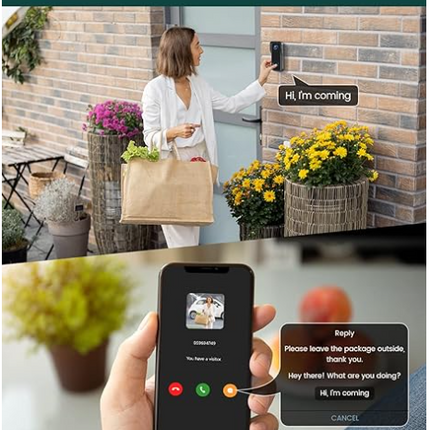 Smart Video Doorbell with HD Day & Night Vision, PIR Motion Alerts & Cloud Storage Support