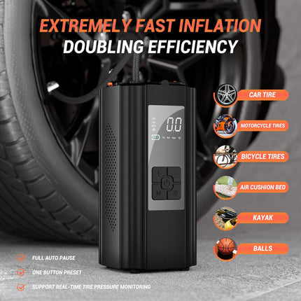 Compact Car Power Bank with Jump Starter, Air Pump & LED Display