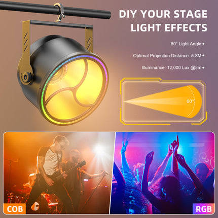 200W RGB COB LED Par Light for Stage, DJ Shows, Concerts with 60° Beam and DMX Control