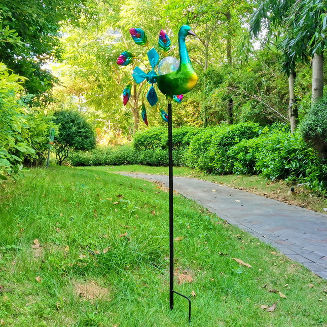 Solar LED Metal Wind Spinner – Weather-Resistant Outdoor Garden Ornament, 200cm