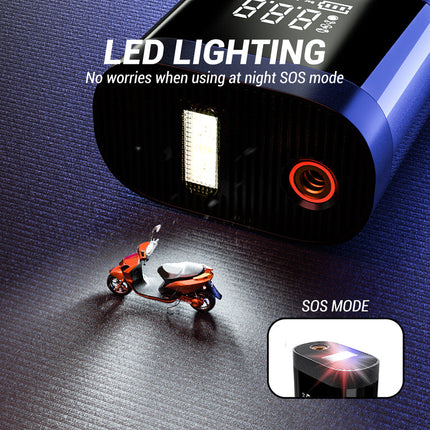 Portable 12V Wireless Car Tyre Inflator Pump with LCD Screen and LED Light