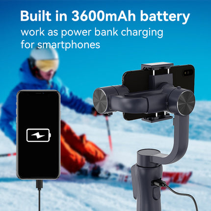 Portable 3-Axis Smartphone Gimbal Stabilizer with Anti-Shake, Object Tracking and Built-In Tripod