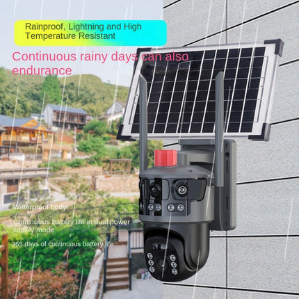 Wireless 6MP PTZ Solar Surveillance Camera with Dual Lenses, 8W Charging Panel & Smart Night Monitoring