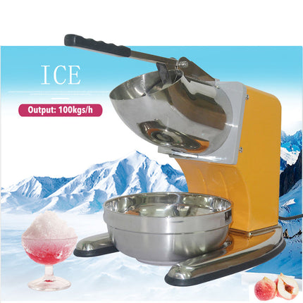 Heavy-Duty 180W Electric Ice Crusher & Shaved Ice Machine – Stainless Steel, Semi-Automatic, Home & Commercial Use