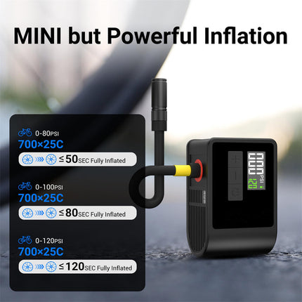 Portable 120PSI Cordless Air Compressor Pump with Digital Display, Auto Shut-Off & LED Light