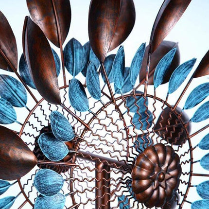 Large Outdoor Metal Sunflower Wind Spinner Ornament for Lawn & Patio (58cm)