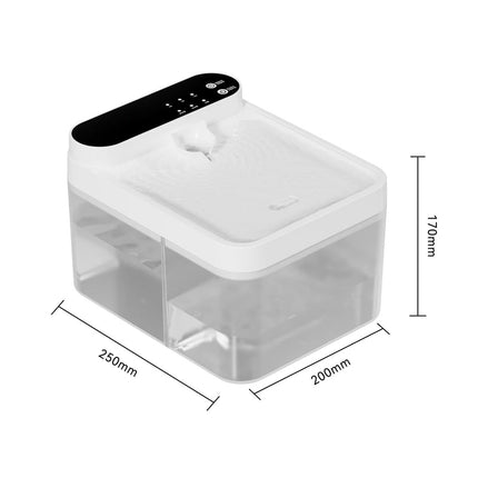 Quiet Automatic Pet Water Fountain with Circulating Filter System White
