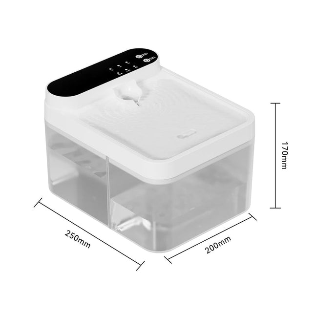 Quiet Automatic Pet Water Fountain with Circulating Filter System White