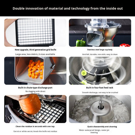 Commercial Electric Food Processor 200W with Stainless Steel Bowl and Large Feed Chute