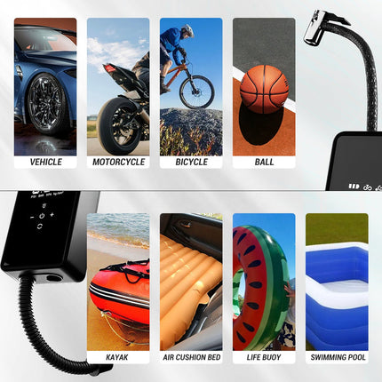Portable 150PSI Bike Tyre Inflator 6000mAh Rechargeable with Dual Cylinder