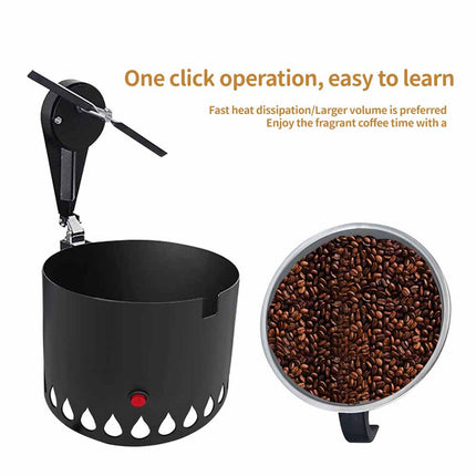 Compact Electric Coffee Bean Cooler 600g Auto-Rotating Stainless Steel Surface Black