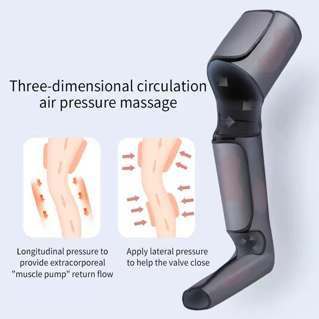 Rechargeable Air Compression Leg and Foot Massager with Heat Therapy