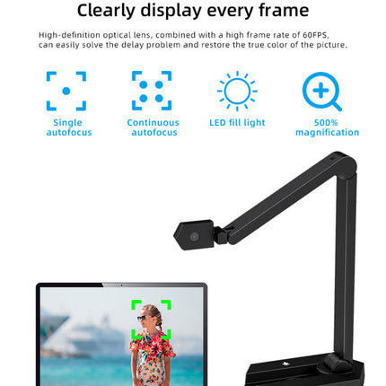 A3 Document Camera Visualizer Scanner 12MP with OCR | USB-Powered, Portable