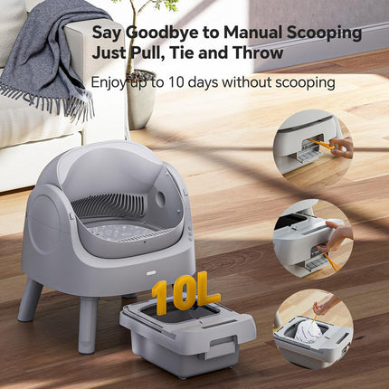 Automatic Self-Cleaning Cat Litter Box with Open Top Design & Odour Reduction