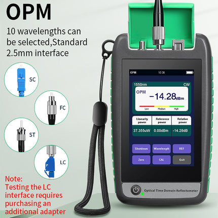 Handheld Optical Fiber OTDR Tester 80km Multi Wavelength Field Diagnostic Tool Green