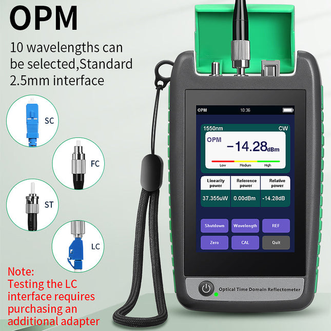 Handheld Optical Fiber OTDR Tester 80km Multi Wavelength Field Diagnostic Tool Green