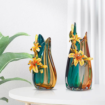 Modern Lily Design Ceramic Vase 30cm Porcelain Tabletop Decorative Flower Holder