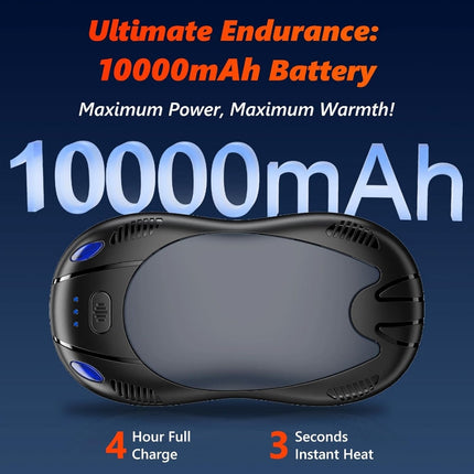 Mini Rechargeable Hand Warmer – Dual-Sided Heating, 10000mAh Battery, 3 Temperature Modes