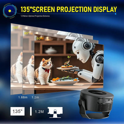 Mini Home Theater Projector 150" Display 720p HD 290 ANSI Lumens Android 11 Black