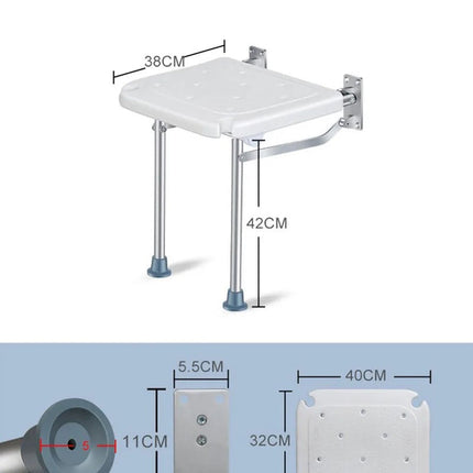 Bathroom Foldable Shower Chair Wall-Mounted Seat for Compact Bathrooms