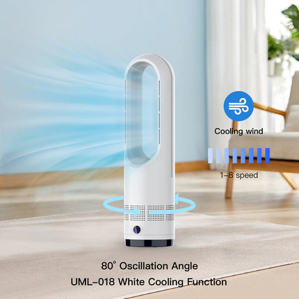 30W Bladeless Cooling Tower Fan with Built-In Air Purifier Compact 56cm White