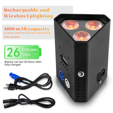 Wireless 54W LED Par Stage Light RGBWA+UV 3x18W with DMX512 and Remote Control