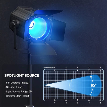 Professional 200W RGB UV COB Stage Par Light with Barn Doors for Live Shows and Events