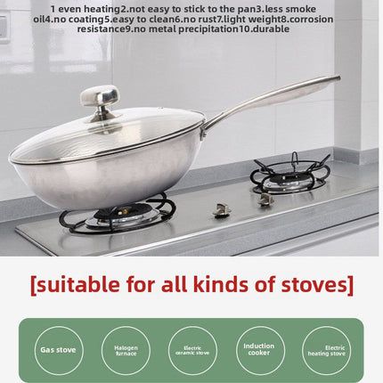 30cm Handmade Hammered Titanium Soup & Stir-Fry Pot with Tempered Glass Lid – Induction Compatible