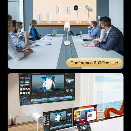 Smart Cordless Projector 1080P 4K Ready with Android 11 WiFi and Telescopic Lift Stand