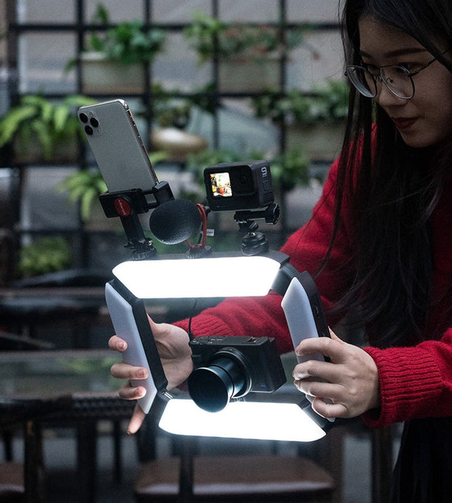 Handheld Bi-Colour LED Ring Light 20W CRI96+ Rechargeable for Phone and Camera Video
