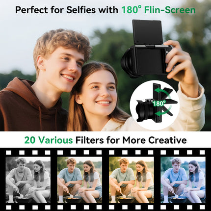 Compact 4K Video Camera with 3-Inch Screen & 32GB Memory – Handheld Digital Shooting Device